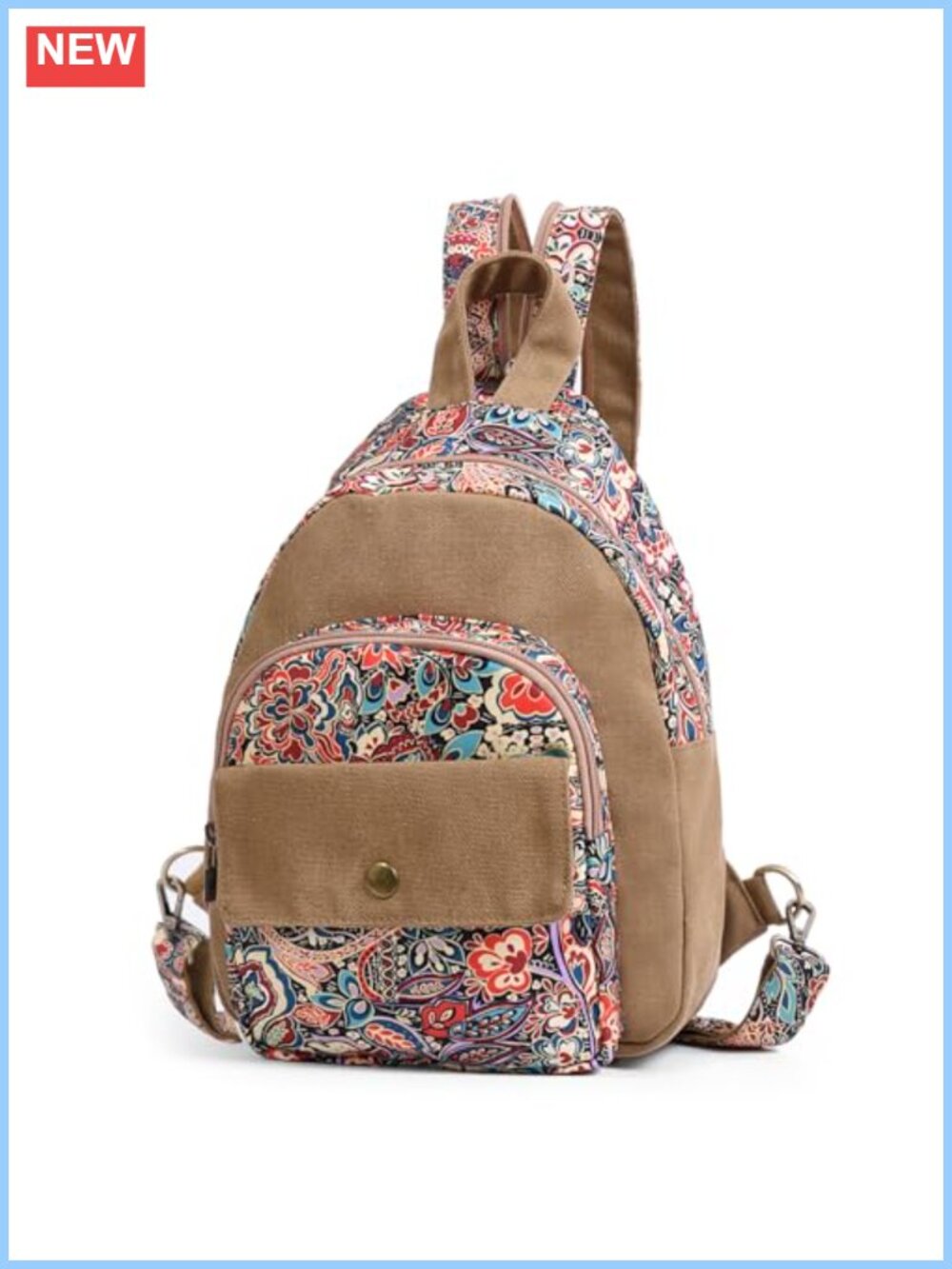 Boho Floral Small Backpack Purse for Women, Lightweight Crossbody Beach Bag